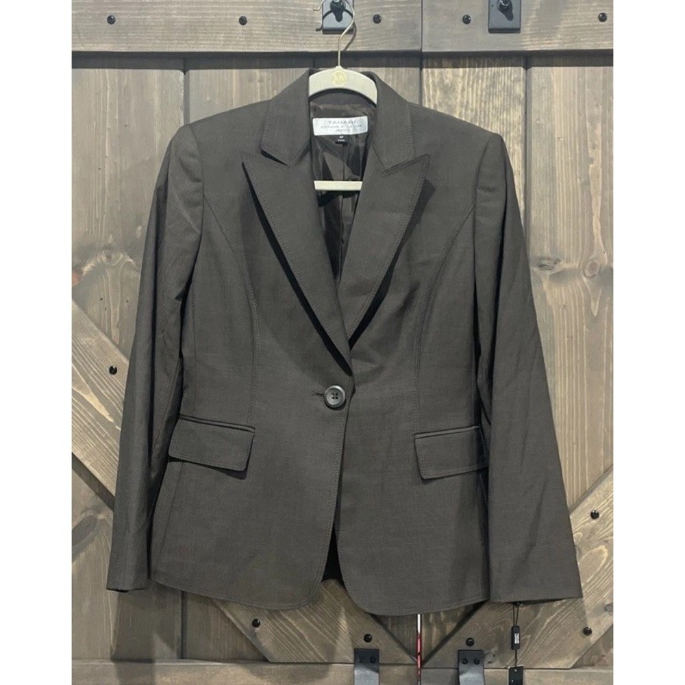NWT Tahari Arthur S. Levine Espresso Brown‎ Suit Jacket Women's 4P